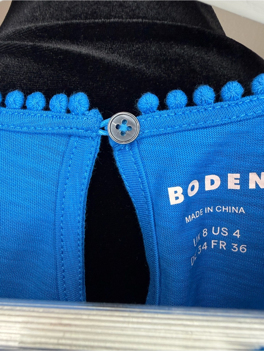 Boden Anya Broderie Embroidered Cotton Tee, Cerulean Blue, Size US 4, Like New - Picture 10 of 17